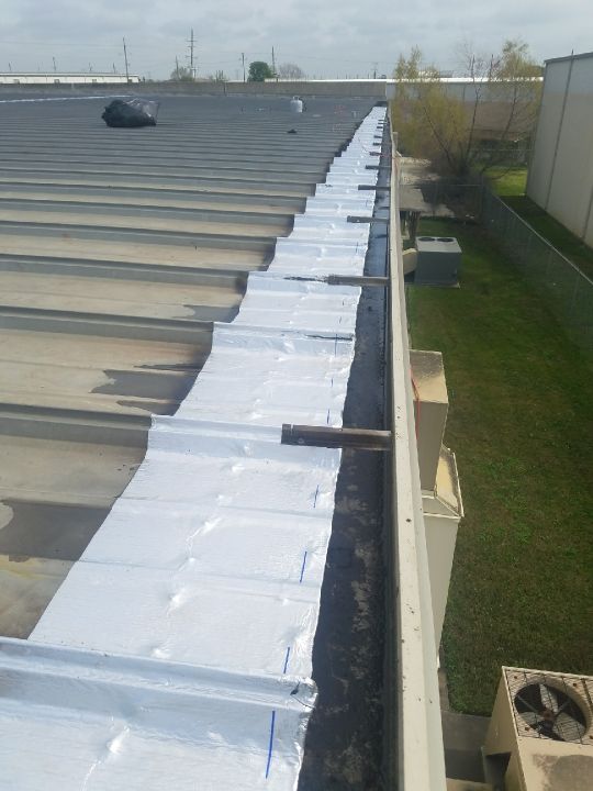 Repair seams on metal R-Panel roof.